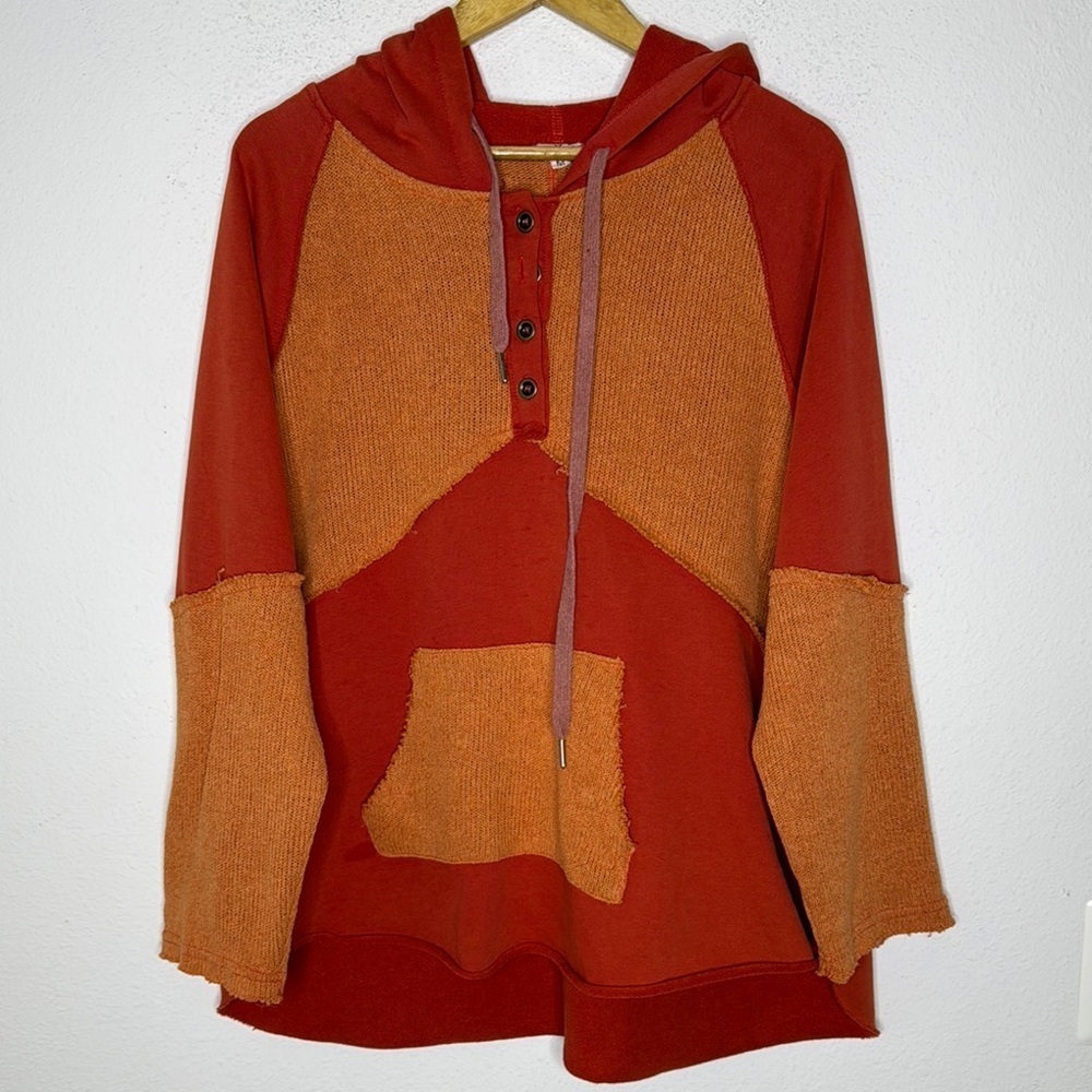 POL distressed patchwork orange size medium